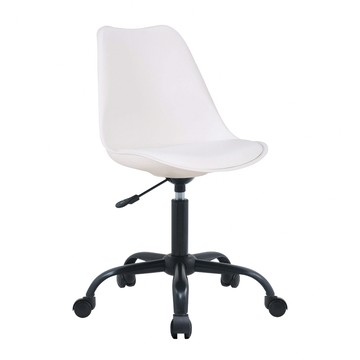 E-home Vickers維克斯PP造型軟墊黑腳電腦椅-四色可選白色