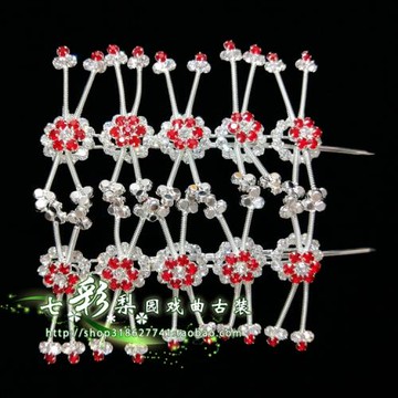 七彩新款改良京劇頭面戲曲青衣花旦小姐頭飾壓鬢簪雙光水鉆蝴蝶串