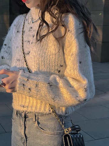 年新款慵懶風半高領毛衣女秋冬套頭加厚針織上衣寬松外穿爆款