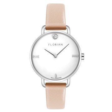 鑽石 粉紅色皮帶 簡約30mm手錶 | 玫瑰金/金/銀