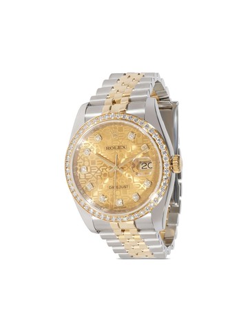 Rolex - pre-owned Datejust 36mm - men - Yellow Gold/stainless steel/Diamond/Sapphire Crystal - One Size - Silver