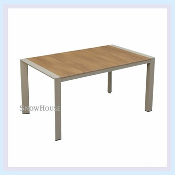 雪之屋 直腳鋁合金塑木長方桌(香檳) /休閒圓桌/餐桌/飯桌/休閒桌 ZF1092T