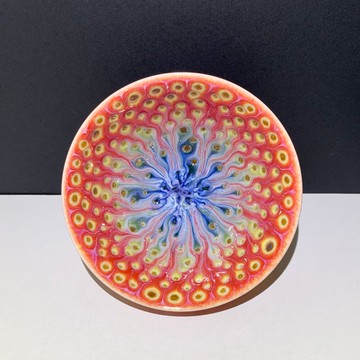 孔雀開屏中茶碗 130ml 邱毓寧 鶯歌燒 A5-12