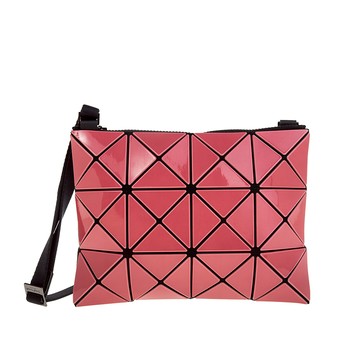 ISSEY MIYAKE 三宅一生 BAOBAO 亮面雙色米色三角格3x4小型斜背包 (PINK×LIGHT PINK)