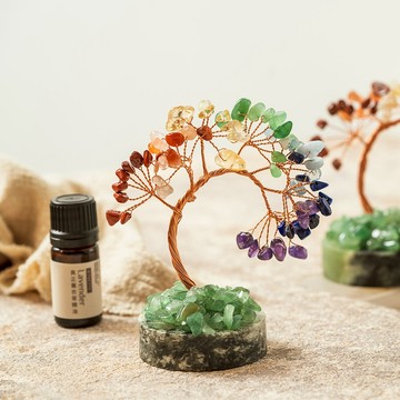 【 O'Pretty 歐沛媞】招財好運樹【七彩水晶樹+茶樹草本精油(5ml)】附精美禮盒