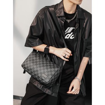 2025新款格子單肩包小方包 韓版男包休閑時尚男女斜挎包潮流背包