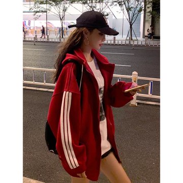 休閑衛衣短外套女春秋裝2026年新款加絨加厚拉鏈開衫上衣服潮ins