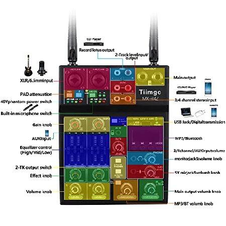 Professional Audio Mixer With Dual Wireless Microphone, Sound Board Console System Interface Channel Dj Mixer USB Bluetooth MP3 Computer Input 48V P