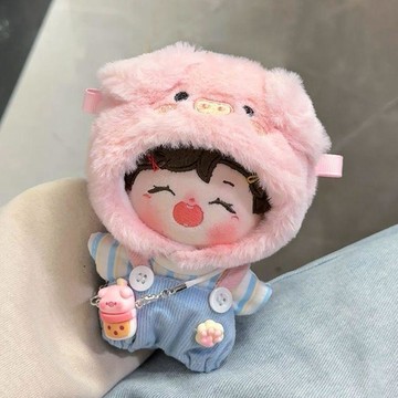 臺灣出貨 10cm娃衣 棉花娃娃衣服 10cm娃衣 娃娃頭套 明星公仔萌豬頭套揹帶褲套裝 海星體衣服 正常體娃衣棉花娃衣