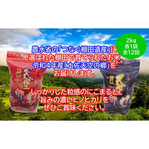 ふるさと納税 高知県 本山町 ★令和5年産★農林水産省の「つなぐ棚田遺産」に選ばれた棚田で育てられた 棚田米 土佐天空の郷　2kg食べくらべセット定期便 毎月…