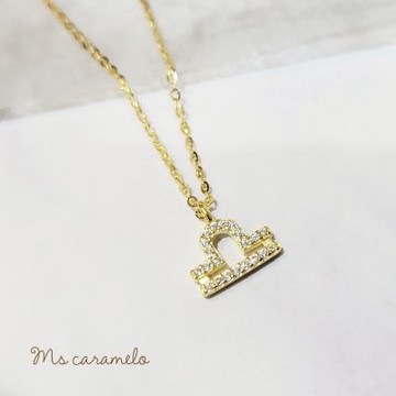 【焦糖小姐 Ms caramelo】10月天秤座項鍊 星座項鍊  鋯石項鍊