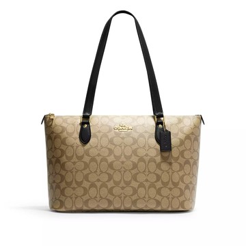 COACH Zip Top Tote37 經典老花拉鍊開合 帆布拼皮革 大號托特包 CH504(預購)~【 購物節優惠 ★ 菲尼斯 國際精品 3折起 】