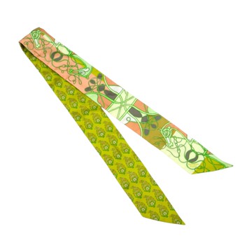 HERMES 愛馬仕 綠色 絲綢 Coup de Fouet au Bloc Twilly 絲巾 【二手名牌BRAND OFF】