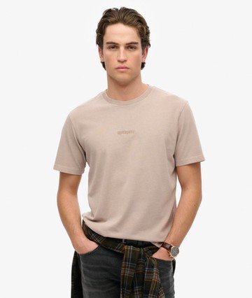 Superdry Men's Micro Logo T-shirt Beige Size: L