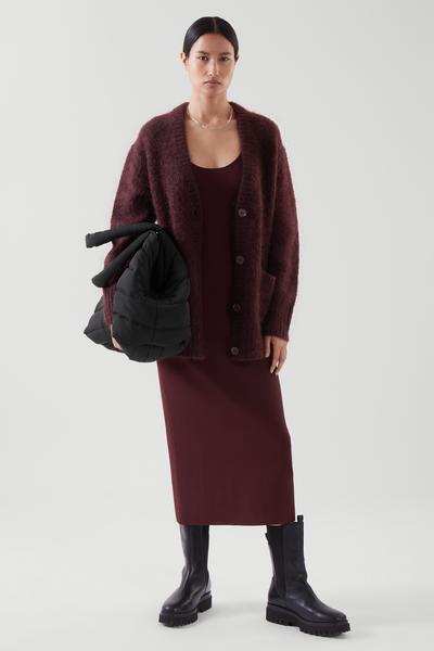 COS MOHAIR CARDIGAN BURGUNDY