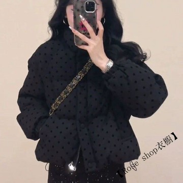 【臺灣出貨✈️】🍋今年流行波點短款外套女冬季獨特漂亮高級感立領加厚棉衣棉服疊穿