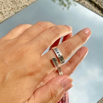 純銀刻字交叉戒指 客製化情侶戒指