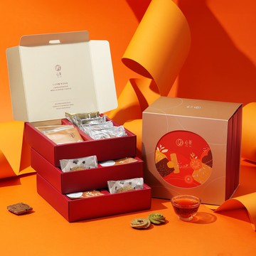 茶點禮盒 | 茶餅x茶包33入 鐵觀音蛋捲&阿薩姆曲奇&包種戀人餅
