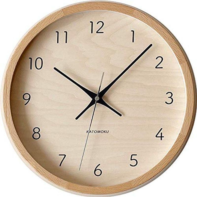 KATOMOKU muku round wall clock 7 シナ文字盤ナチュラル 電波時計