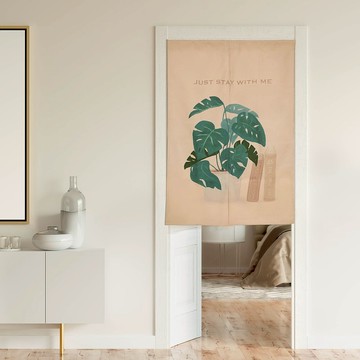 龜背芋 簡約北歐門簾 布簾門簾北歐風 廚房門簾 客廳門簾 廁所門