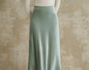 新中式復古中國風 絲絨高腰垂感半身裙