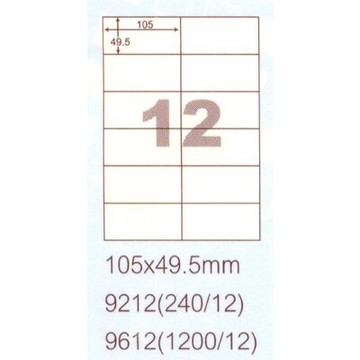 【文具通】阿波羅9212影印自黏標籤貼紙12格105x49.5mm P1410142