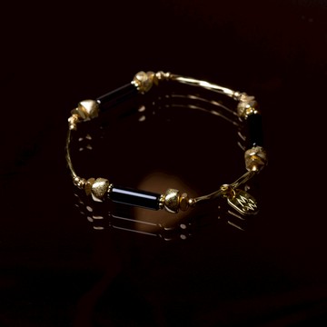 巴黎假期｜黑瑪瑙黃銅手鍊 C1626