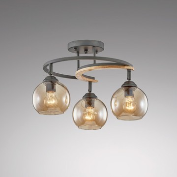 原木玻璃半吸頂燈 F85-09-K2593