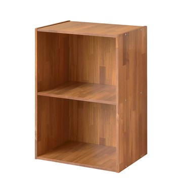 《HOPMA》嵌入式美背日式木紋二層櫃(2入) 台灣製造 收納櫃 儲藏玄關櫃 置物書櫃 二格櫃 展示空櫃-拼版柚木