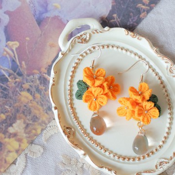 細工布花耳環 — 金木犀・雅