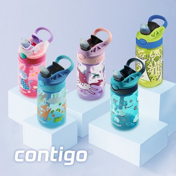 Contigo 兒童吸管瓶 414cc-(貓咪/獨角獸/摩托車/狐狸)