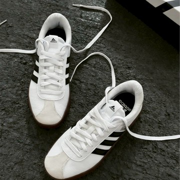 ADIDAS VL COURT 3.0 白黑 皮革 麂皮 焦糖底 德訓鞋 休閒鞋 女鞋 ID8797