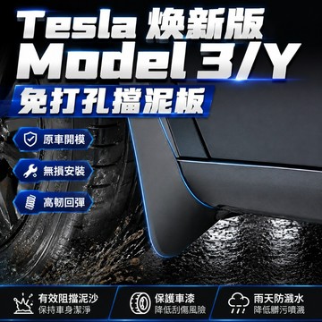 【現貨】Tesal 免打孔擋泥板 煥新版 ModelY/3/YL 前後輪泥沙擋泥板 TPE材質 隱藏式擋泥板 配件 預售