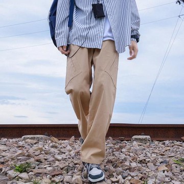 日系復古cityboy褲子男秋季薄款純棉休閑褲男士直筒耐磨工裝褲潮