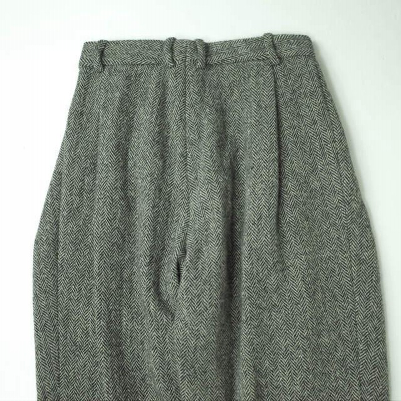 メンズ【美品】  HED MAYNER / ヘドメイナー | 2021AW | 8 PLEAT PANT ヘリンボーンツイード 8プリーツパンツ | S | BLACK GREY HERRINGBONE | メンズ