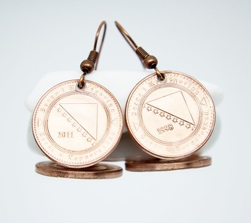 硬幣吊式耳環 硬幣圈耳環 古代硬幣首飾 迷你硬幣耳環