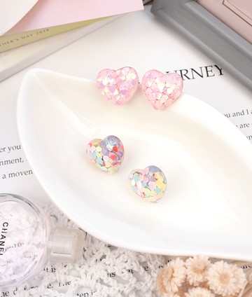 925銀針‧韓風元氣少女愛心童趣耳針耳環【4014】