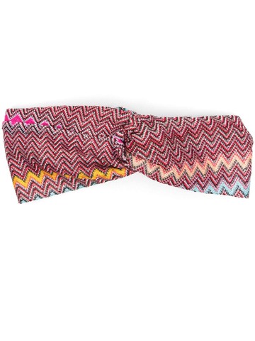 Missoni - zigzag knitted head band - women - Viscose - One Size - Red