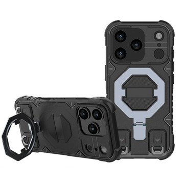 LANS MATRIX系列 磁吸支架防摔保護殼 MagSafe 磁吸手機殼 探索 Explorer 適用 iPhone 17 Pro Max - 黑色