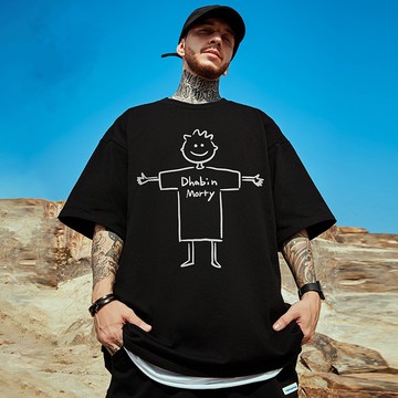 M-8XL 潮牌印花短T 日系 寬鬆 ins 大學T 情侶 大尺碼 印花t 五分袖 短袖男 男t 男生T恤（D2170）