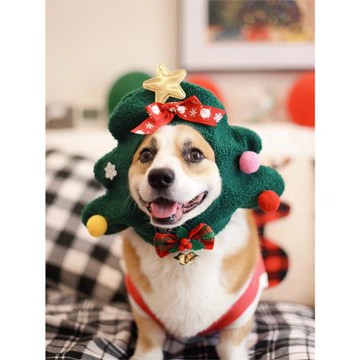 寵物狗狗圣誕樹帽子節日裝飾頭套拍照搞怪可愛保暖不掉落柯基秋冬
