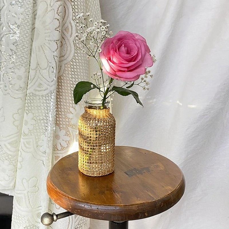 インテリア ストロー 編み フラワーベース ストロー ガラス 一輪挿し 花瓶 おしゃれ 北欧 インテリア フォトジェニック 通販 Lineポイント最大0 5 Get Lineショッピング