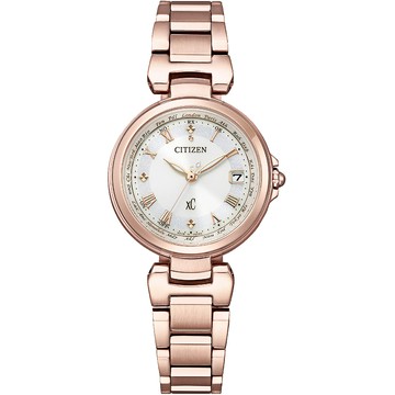 CITIZEN 星辰 xC 亞洲限定款光動能萬年曆防磁電波錶/櫻花粉紅金/27.8mm/EC1037-69A