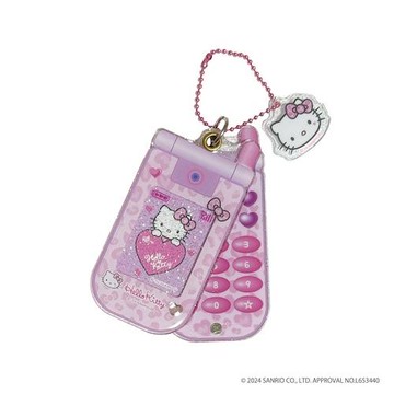 asdfkitty*KITTY粉紅豹紋 復古手機造型 壓克力相框吊飾 掛飾 鑰匙圈-日本正版商品