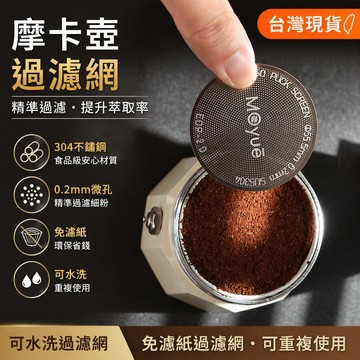 隔日達🔥摩卡壺可磁吸二次分水網細孔單層可水洗免濾紙可重複使用過濾網 6FFH