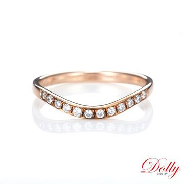 Dolly 14K金 天然鑽石0.15克拉玫瑰金線戒