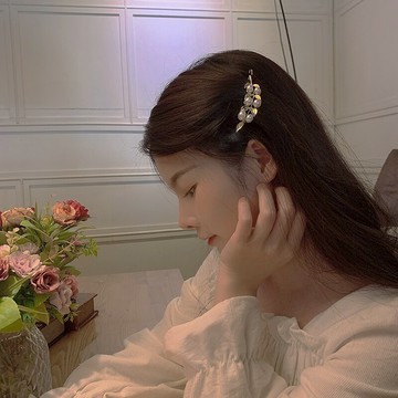 優雅葉子發夾側邊劉海夾珍珠氣質ins發卡邊夾女精致碎發夾子頭飾