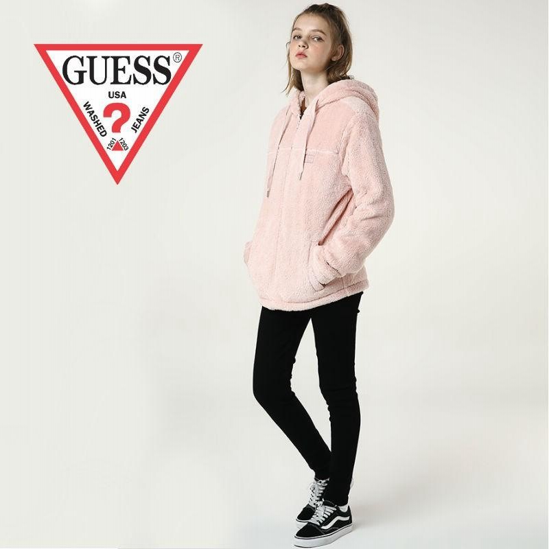 GUESS ゲス ミニワッペンフリースパーカー フーディー ボアパーカー