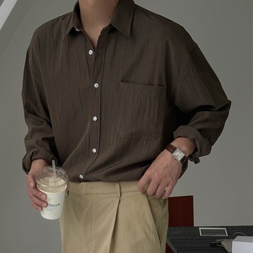正韓質感低飽和條紋口袋落肩長袖襯衫 8色 YUPPIE 預購商品 0310