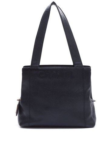 CHANEL Pre-Owned - 2000 logo-embroidered caviar-leather tote bag - women - Caviar Leather - One Size - Black